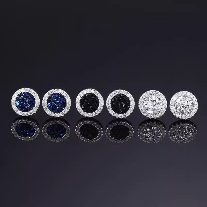 Crystal cluster sparkling magnetic ear clip for men, trendy, light, luxurious, high-end, cool and elegant style, earrings without ear holes, painless earrings Style_1 AS PICTURE
