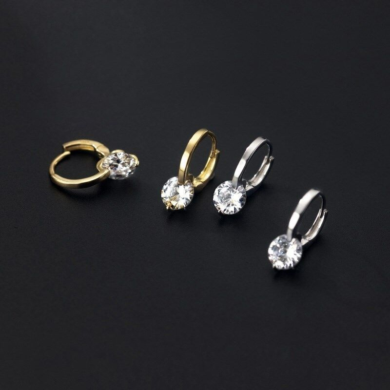 Korean version of super sparkling zircon ear buckle for women, new style of cool and simple earrings, high-end feeling ear rings, light luxury temperament, fashionable earrings Golden S704-2 AS PICTUR