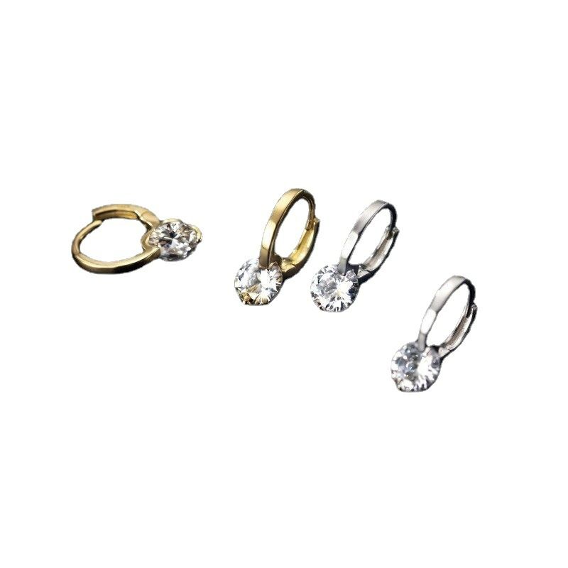 Korean version of super sparkling zircon ear buckle for women, new style of cool and simple earrings, high-end feeling ear rings, light luxury temperament, fashionable earrings Golden S704-2 AS PICTUR