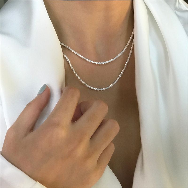 Starry Sky Sparkling Necklace for Women, Italian Clavicle Chain, Neck Chain, Simple Sparkling Element Chain, Stackable Design Style_1 AS PICTURE