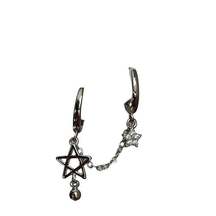 Korean version simple diamond studded temperament ear buckle alloy silver ear ring niche high-end feeling earrings personalized ear ring women's jewelry Style_1 AS PICTURE