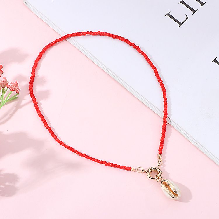2*PC Cross border accessories from Europe and America, Bohemian multicolored rice bead shell pendant necklace, fashionable new product, boat rudder accessories 1# AS PICTURE