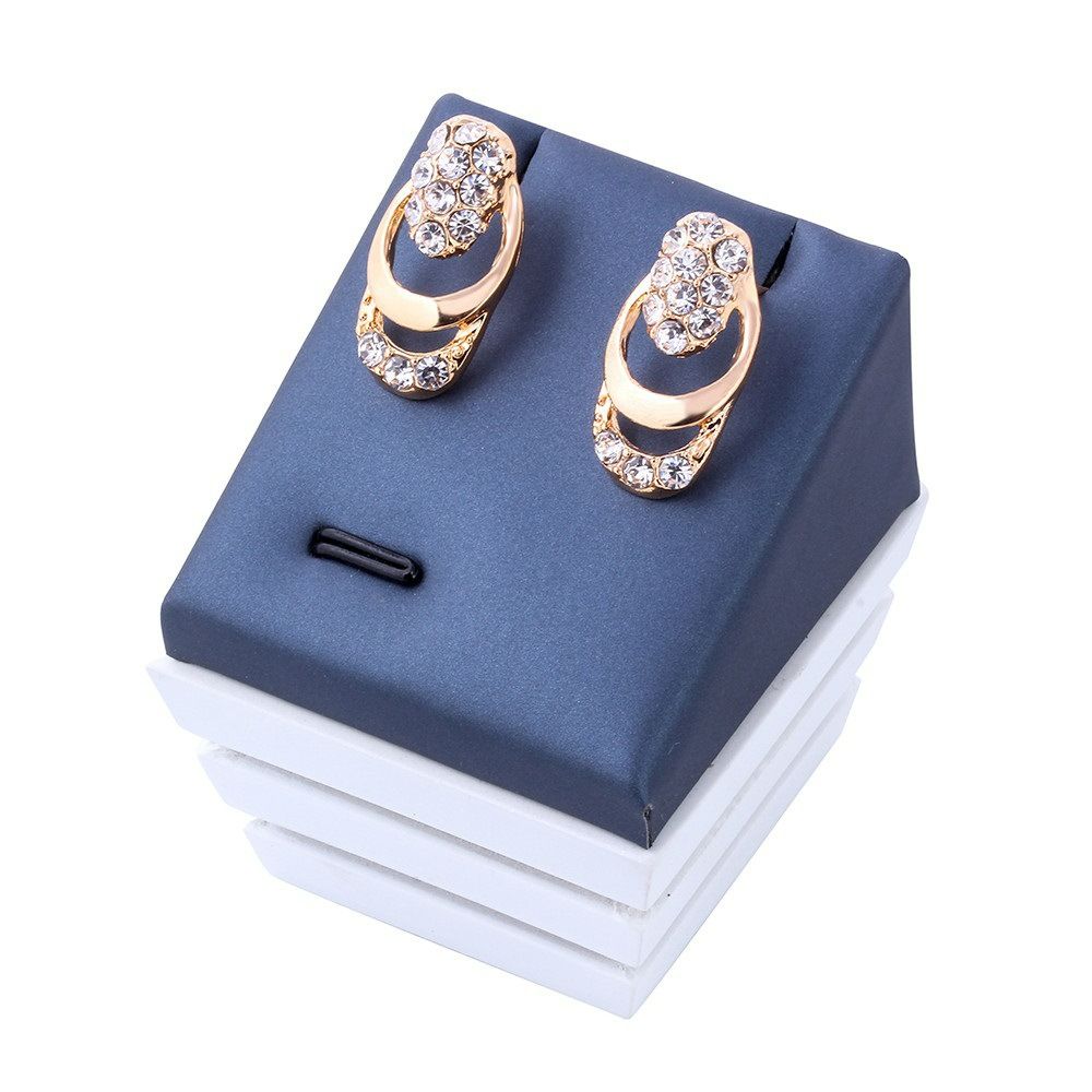 Cross border hot selling gold-plated exaggerated crystal jewelry set creative bridal diamond necklace earrings ring four piece set DD466 AS PICTURE
