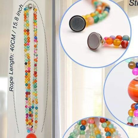 2*PC Carefully selected rainbow candy summer bead collarbone chain design sense girl necklace cat eye natural stone rice bead necklace woman Mimicking nacre Colored beads (necklace)