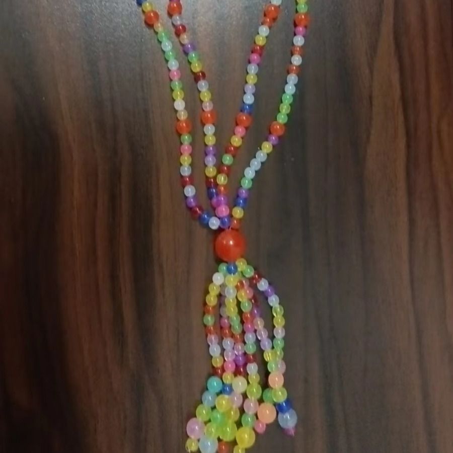 2*PC Carefully selected rainbow candy summer bead collarbone chain design sense girl necklace cat eye natural stone rice bead necklace woman Mimicking nacre Colored beads (necklace)