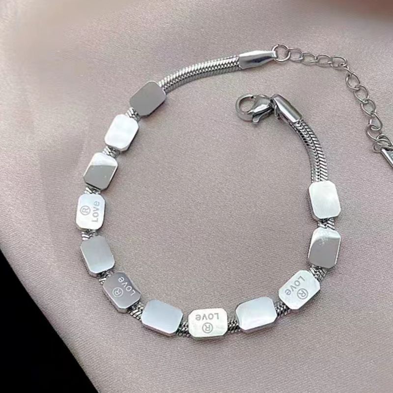 2*PC LOVE Square Snake Bone Necklace 2023 New Vintage, niche design, high-end hand decoration, titanium steel manufacturer direct approval Style_1 AS PICTURE