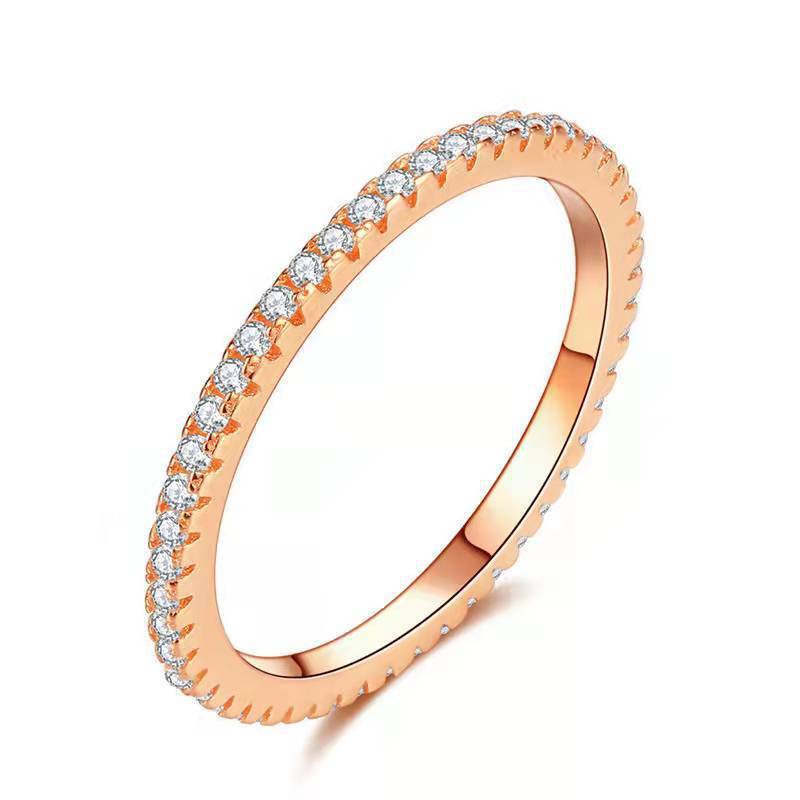 Cross border source Korean version simple personality trend imitation diamond ring full diamond gold and silver rose gold manufacturer wholesale golden Number 5