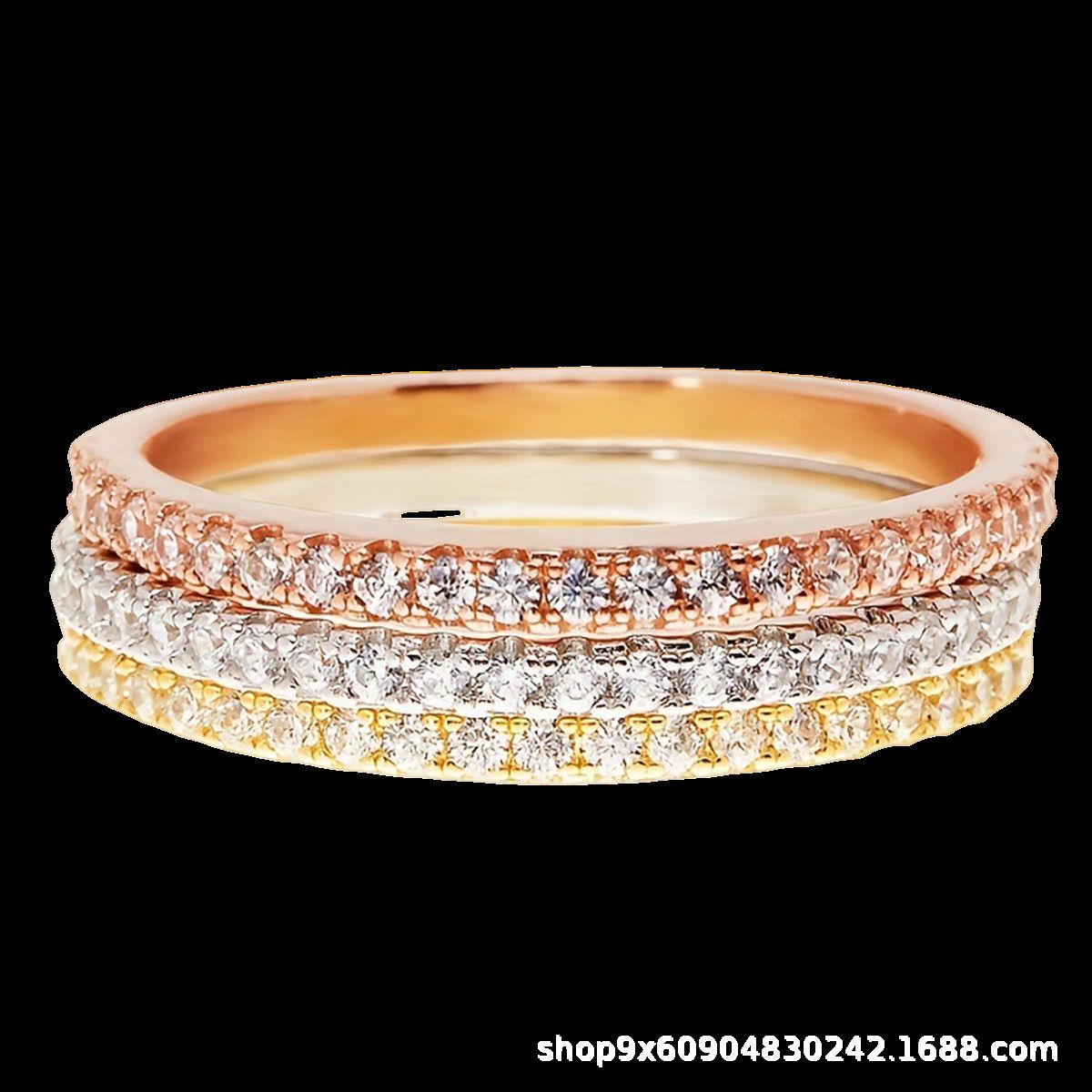 Cross border source Korean version simple personality trend imitation diamond ring full diamond gold and silver rose gold manufacturer wholesale golden Number 5