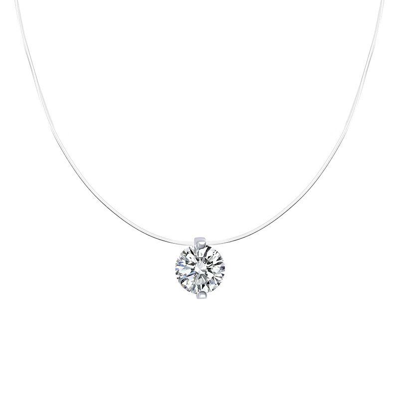 S925 sterling silver mermaid tears moissanite necklace for girls, exquisite zircon invisible fishing line, niche and versatile collarbone chain Style_1 925 silver