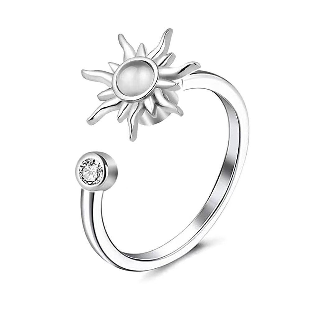 Cross border hot selling rotating ring with adjustable lettering to relieve anxiety, opening ring for decompression, zircon ring, female manufacturer Style_1 AS PICTURE