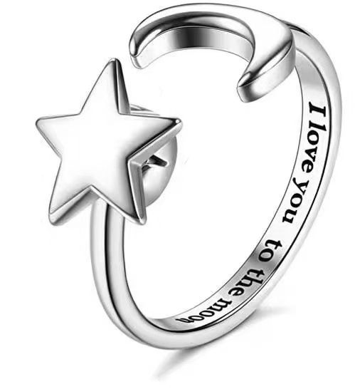 Cross border hot selling rotating ring with adjustable lettering to relieve anxiety, opening ring for decompression, zircon ring, female manufacturer Style_1 AS PICTURE