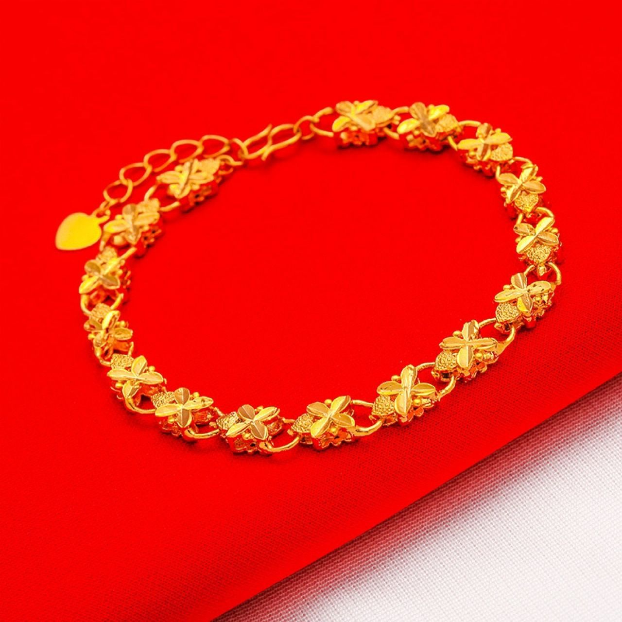 New imitation gold fish four leaf heart bracelet gold-plated jewelry Korean fashion jewelry new bracelet manufacturer wholesale Style_1 AS PICTURE