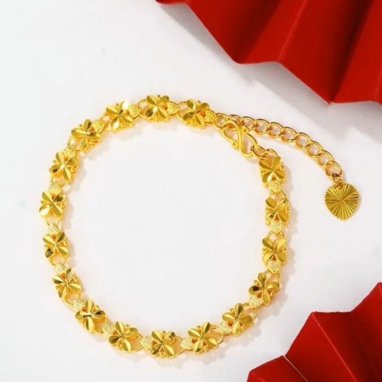 New imitation gold fish four leaf heart bracelet gold-plated jewelry Korean fashion jewelry new bracelet manufacturer wholesale Style_1 AS PICTURE