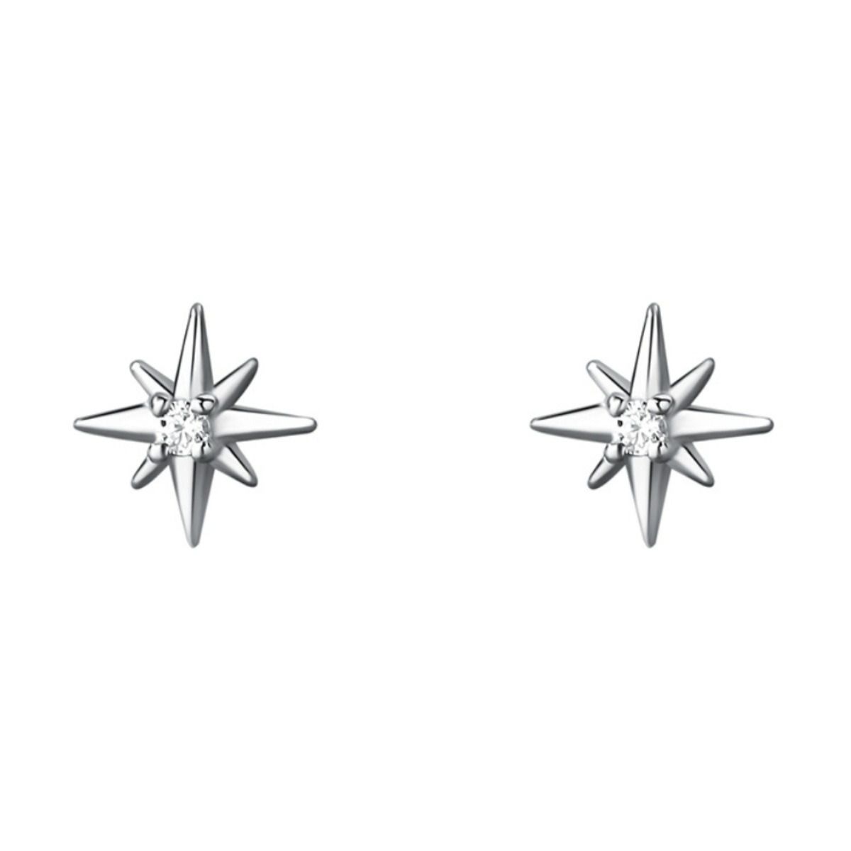 silver zircon octagonal star earrings for women, light luxury, high-end, versatile temperament, niche personality, geometric symmetry earrings golden pure silver