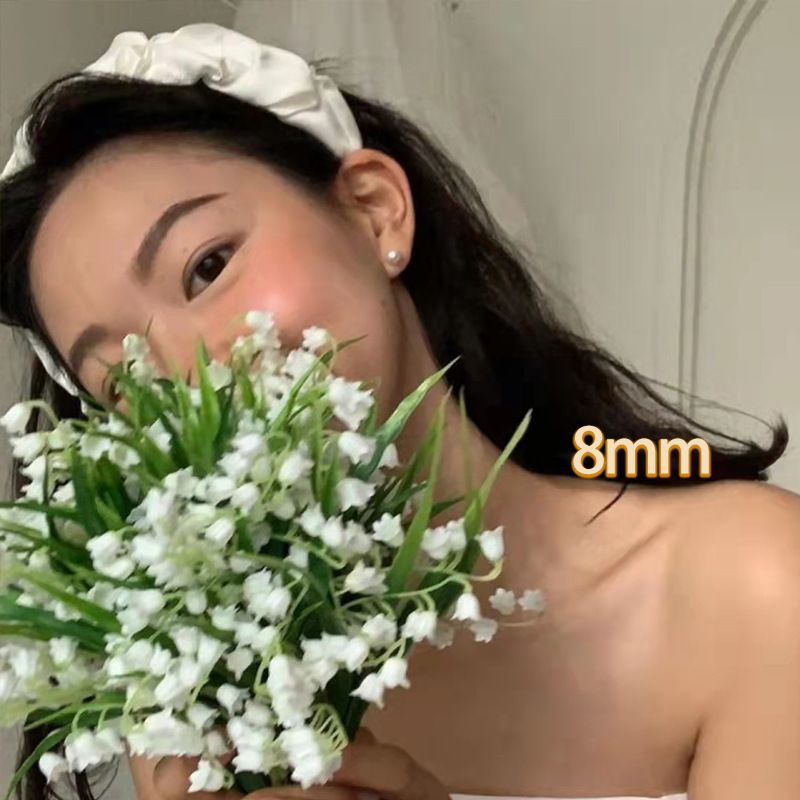 S925 Pure Silver Fever Same Style Pearl Earrings Blogger Same Style 650 Color Colorful Retro Hong Kong Style Sexy Female Style_1 Pearl 8MM