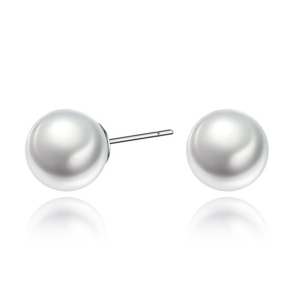 S925 Pure Silver Fever Same Style Pearl Earrings Blogger Same Style 650 Color Colorful Retro Hong Kong Style Sexy Female Style_1 Pearl 8MM