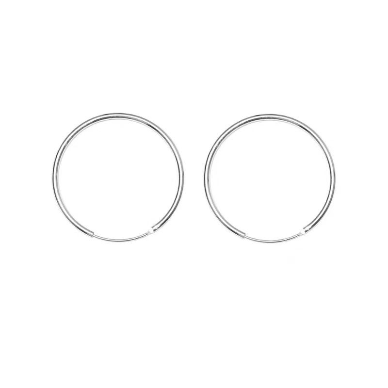 S925 pure silver earrings simple smooth silver ear buckle size ear ring silver ear decoration ear buckle men's and women's universal ear accessories Style_1 12MM