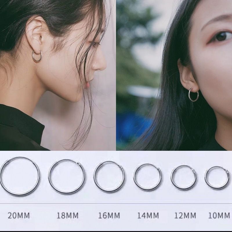 S925 pure silver earrings simple smooth silver ear buckle size ear ring silver ear decoration ear buckle men's and women's universal ear accessories Style_1 12MM