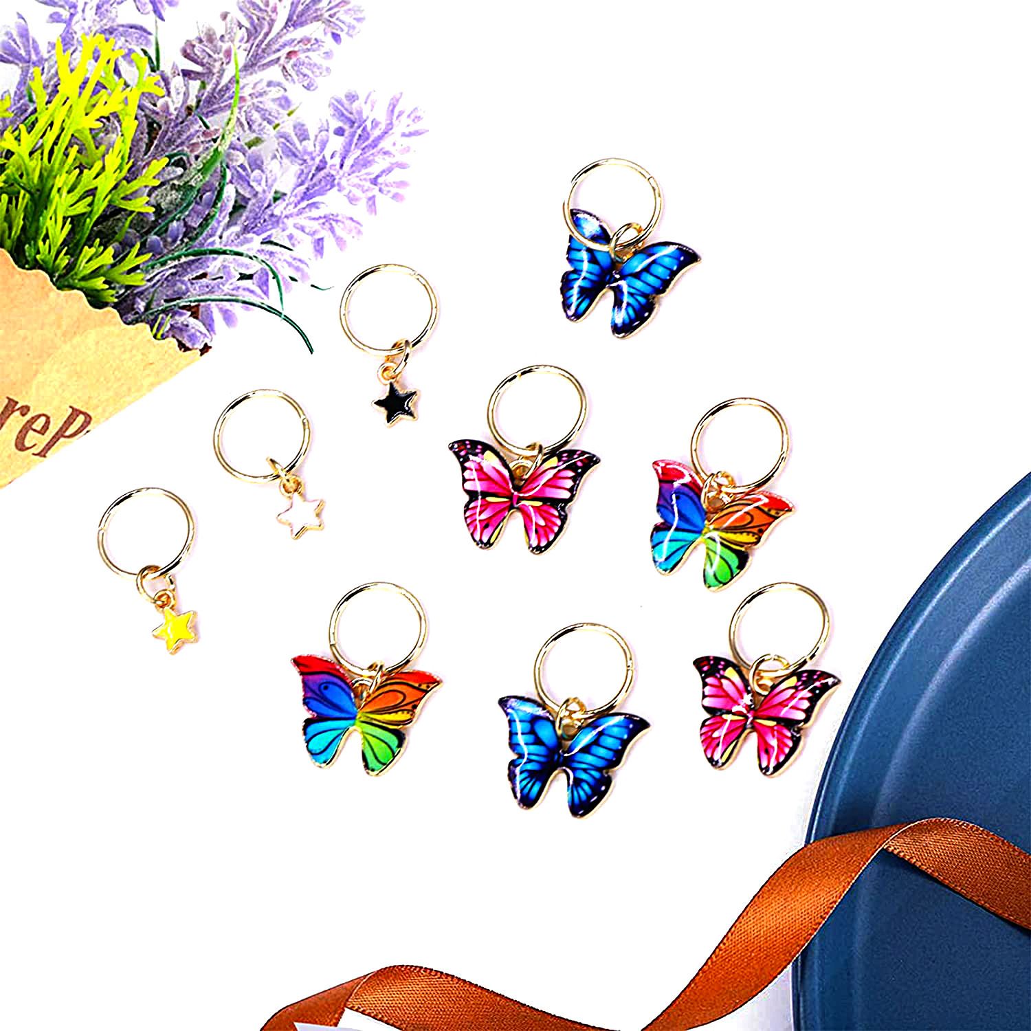 20 Pieces Golden Butterfly Crystal Long Hair Lock Color Pendant Pearl Hair Ornament Star Woven Clip Cuff European and American Style 20pcs Size