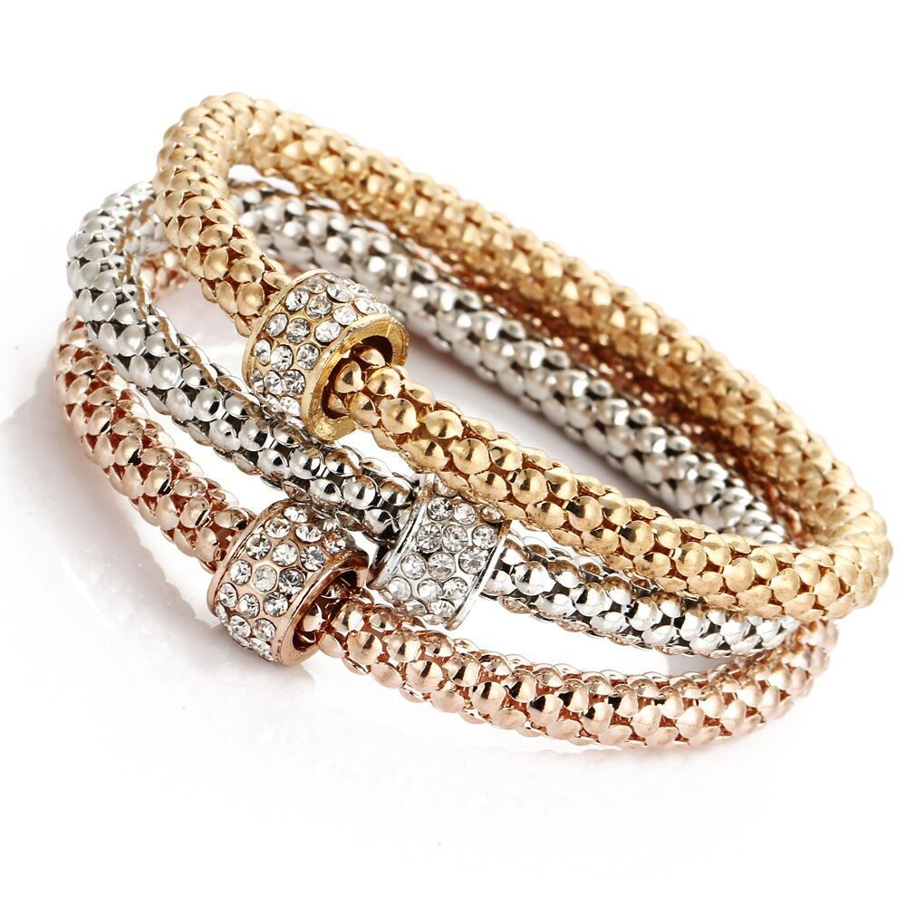 BJ012 Han Zhishang Ailex Tricolor suit Stretch Popcorn Corn Chain Diamond Butterfly Pendant Bracelet for Women Key lock One Size