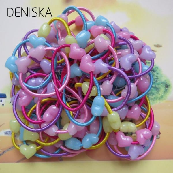 50PC Kids Cute Mickey Headband Elastic Rubber Hair Band Holders Accessories For Girl headwear Scrunchy Tie Gum multicolor 50 PCS