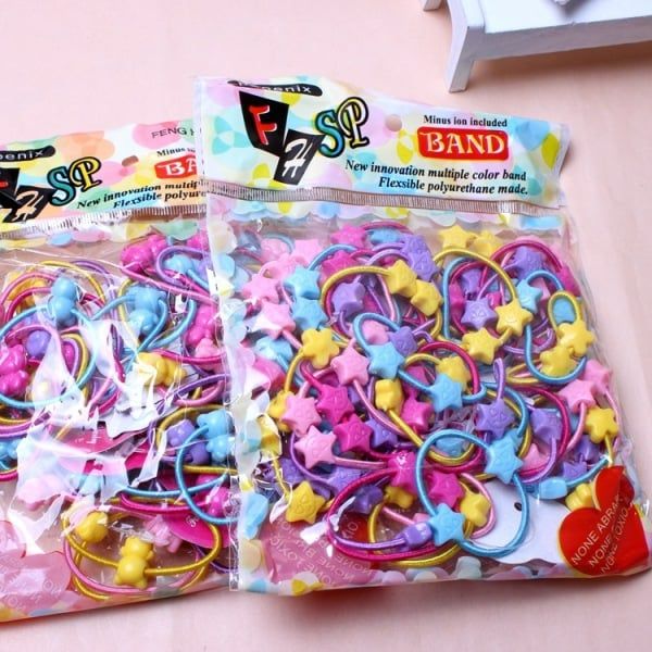 50PC Kids Cute Mickey Headband Elastic Rubber Hair Band Holders Accessories For Girl headwear Scrunchy Tie Gum multicolor 50 PCS