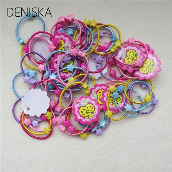 50PC Kids Cute Mickey Headband Elastic Rubber Hair Band Holders Accessories For Girl headwear Scrunchy Tie Gum multicolor 50 PCS