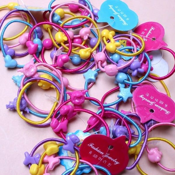 50PC Kids Cute Mickey Headband Elastic Rubber Hair Band Holders Accessories For Girl headwear Scrunchy Tie Gum multicolor 50 PCS