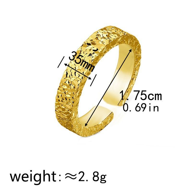 Super Sparkling Premium CNC "Crushed Ice" Ring for Women - Unique Design, TikTok Viral Hit, Closed-End, Stackable, Minimalist Band, High-End Couple Rings Gold-金色 Size 6