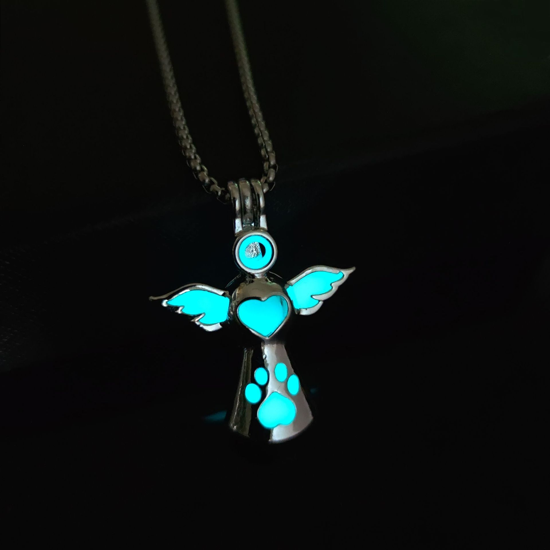 Angel baby guardian halo wings pendant glowing necklace, personalized and simple, ideal birthday gift for children blue ONE SIZE FITS ALL