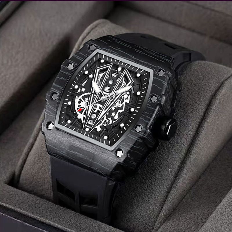 Woke New Richard Men's Gift Barrel Casual Youth High-end Fashion Handsome Trendy Watch Black Picture