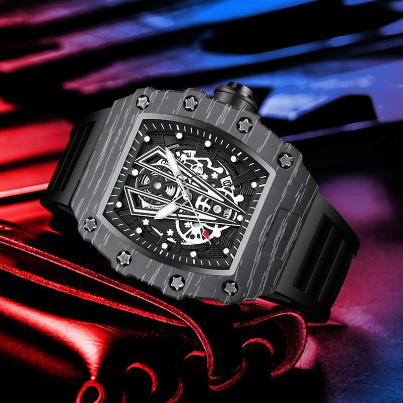 Woke New Richard Men's Gift Barrel Casual Youth High-end Fashion Handsome Trendy Watch Black Picture