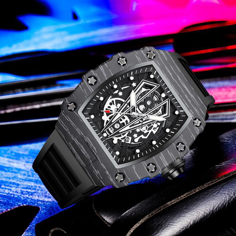Woke New Richard Men's Gift Barrel Casual Youth High-end Fashion Handsome Trendy Watch Black Picture