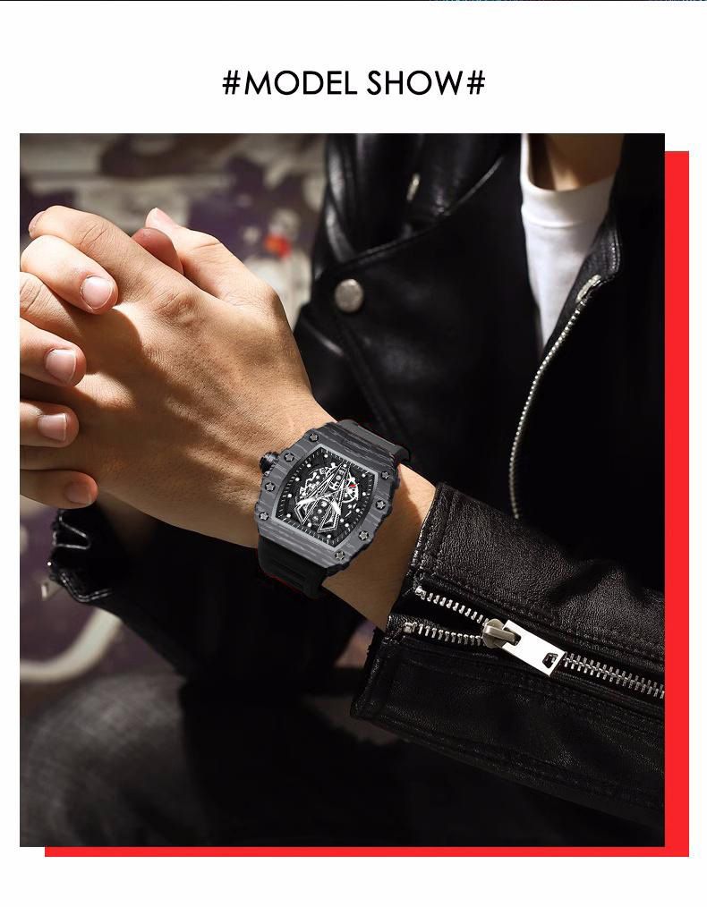 Woke New Richard Men's Gift Barrel Casual Youth High-end Fashion Handsome Trendy Watch Black Picture