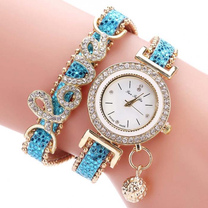 Women's Fashion Pendant Watch Korean Style Casual Quartz with Dial Foreign Trade Letter Love Style Wrist Watch Black dial diameter 25mm