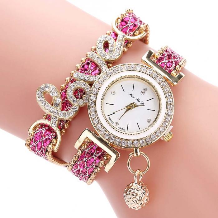 Women's Fashion Pendant Watch Korean Style Casual Quartz with Dial Foreign Trade Letter Love Style Wrist Watch Black dial diameter 25mm