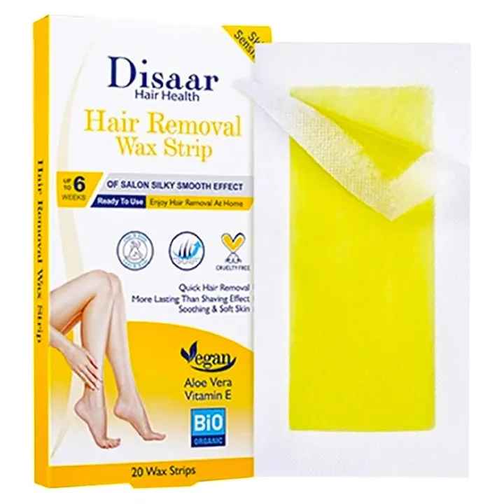 Disaar Hair Removal Wax Strip Ready To Use At Home Armpit Leg Arm Bikini Area Natural Plant Extract Soothing Soft Skin 20PCS (Dry Skin (Argan Oil + Shea Butter))