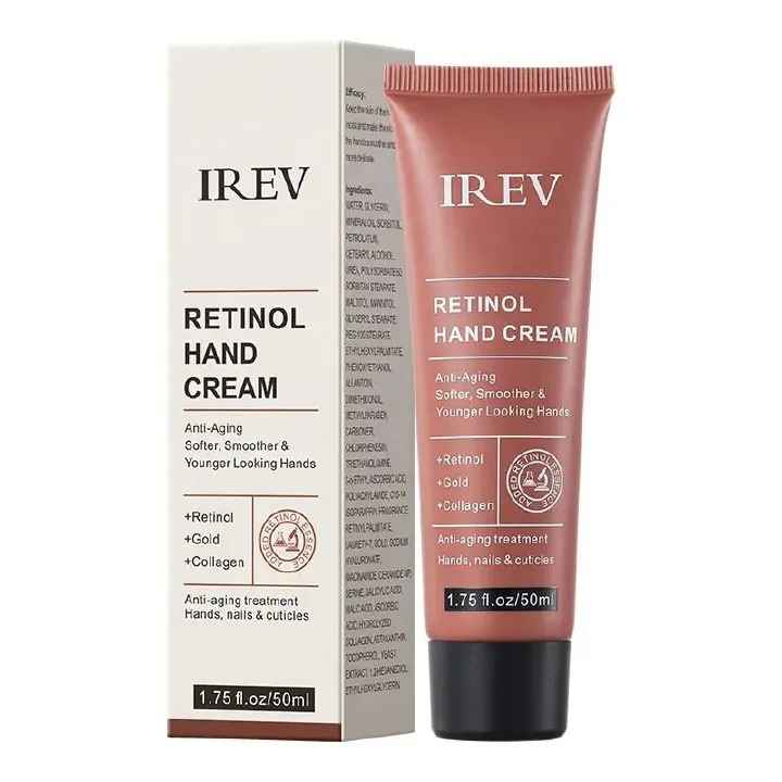 IREV Retinol Hand Cream - with Retinol Gold Collagen - Antiaging Hand Treatment Cream Softens Smoothes Protects Hands Nails Cuticles - For Younger Looking Hands Vitamin A Minimises Age Effect on Skin