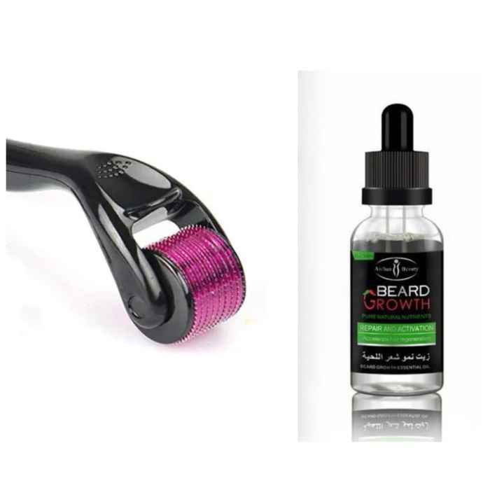 Beard Growth Oil Aichun Beard and Moustache Growth Essential oil + Free Derma Roller (0.5mm), anti aging, Anti Wrinkles, Beard Growth Activator