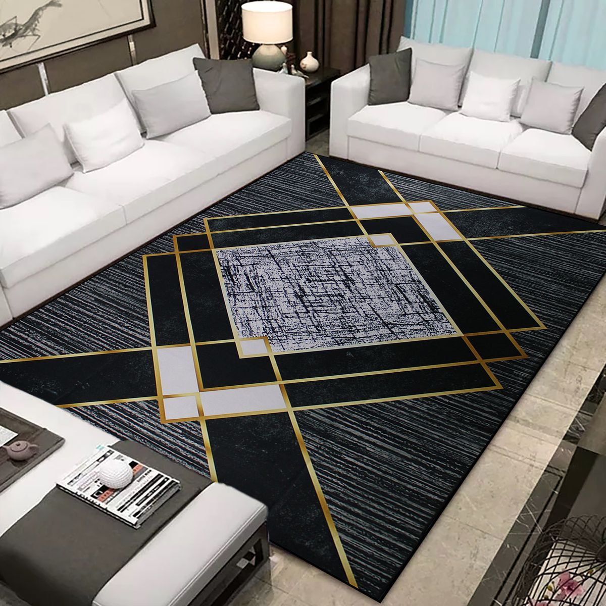 7 by 10 ft 3D Carpets Anti Slip Polyester Washable Carpets And Rugs Living Room Home Hotel Carpet