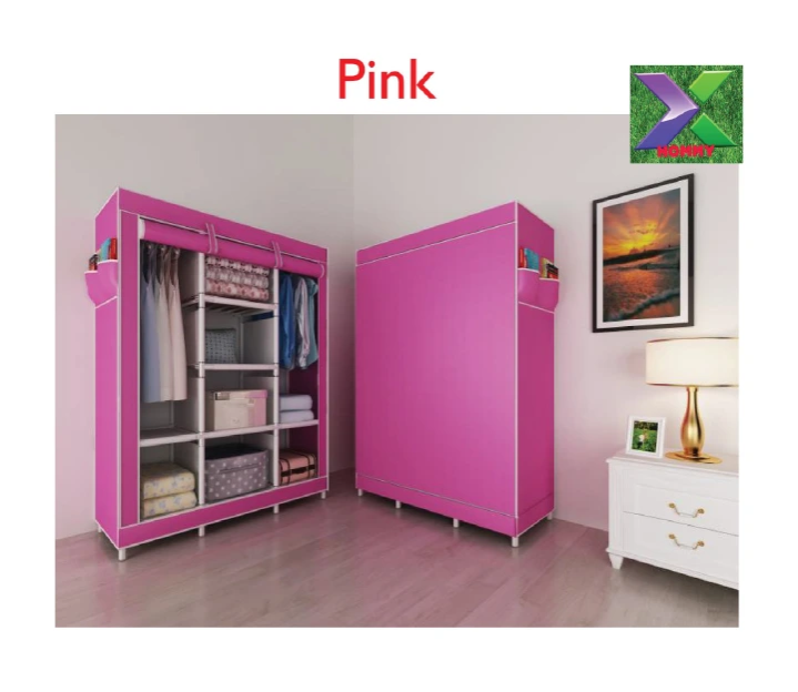 3 Columns mettalic wardrobe large Assemble Closets Portable Home Storage Metallic Portable Cloth Wardrobe for Hanging Clothes with 2 Hanging Rods mettalic wadrob