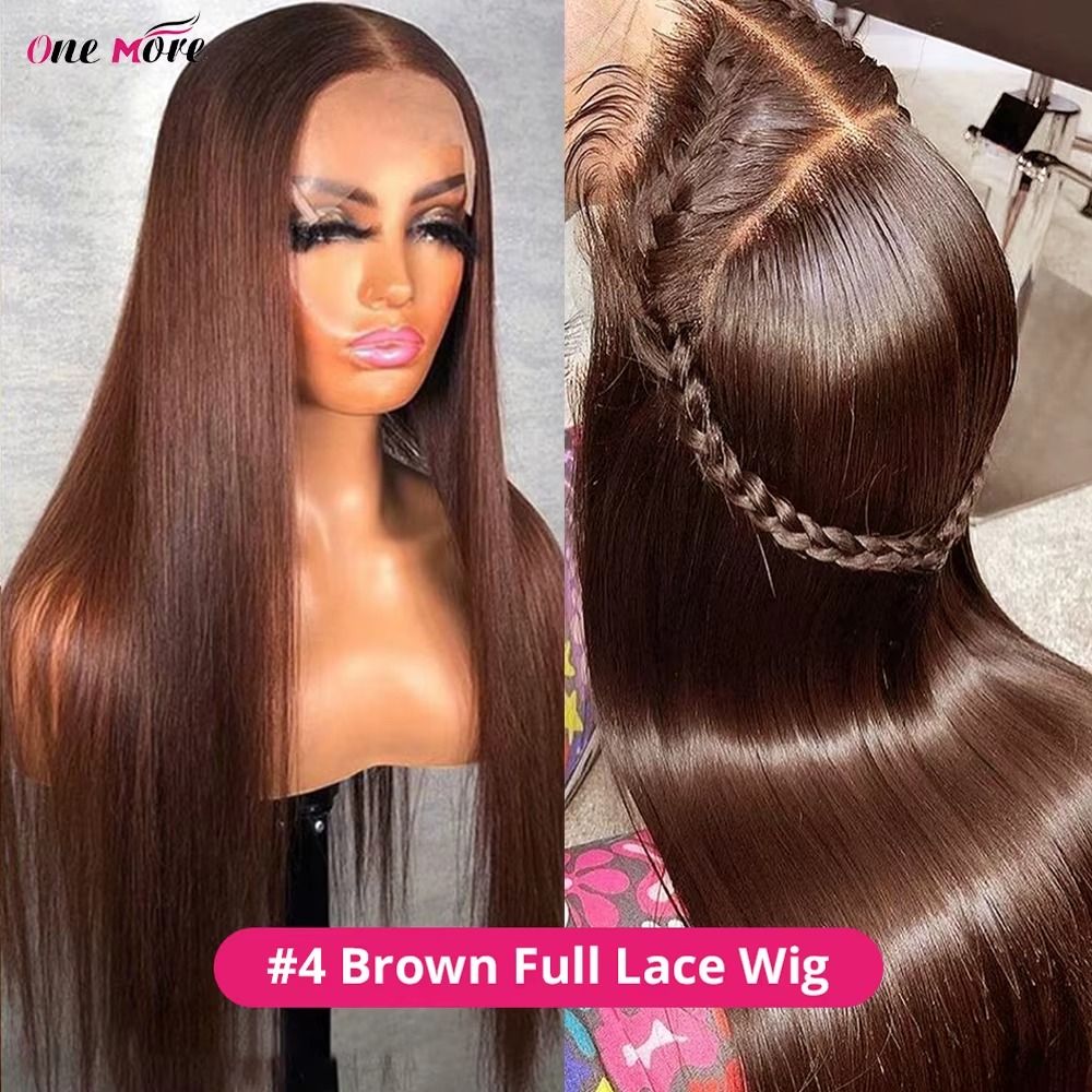 13x6 Human wig Chocolate Brown Colored Lace Front Human Hair Wigs For Women Bone Straight Transparent 360 Full Lace Frontal Wig