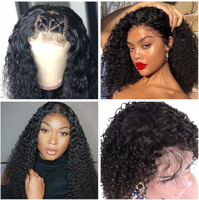 Water Wave Lace Front Wigs Human Hair Wigs for Women 26 Inch 13x4 HD Lace Frontal Wigs semi Human Hair Pre Plucked 180% Density Wet and Wavy Curly Lace Front Wigs Natural Color