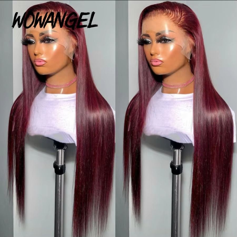 13x6 HD Lace Front Wigs Pre Plucked 250% 99J Silky Straight Burgundy Wigs Invisible HD Lace Front Human Hair Wigs for Women