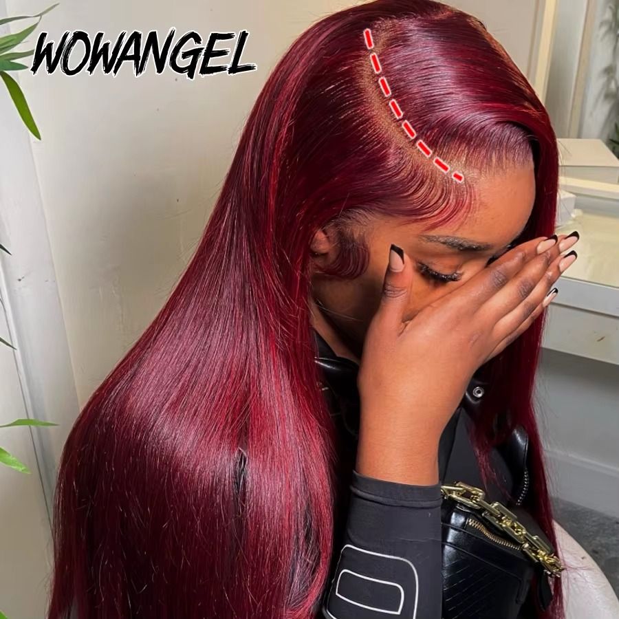 13x6 HD Lace Front Wigs Pre Plucked 250% 99J Silky Straight Burgundy Wigs Invisible HD Lace Front Human Hair Wigs for Women