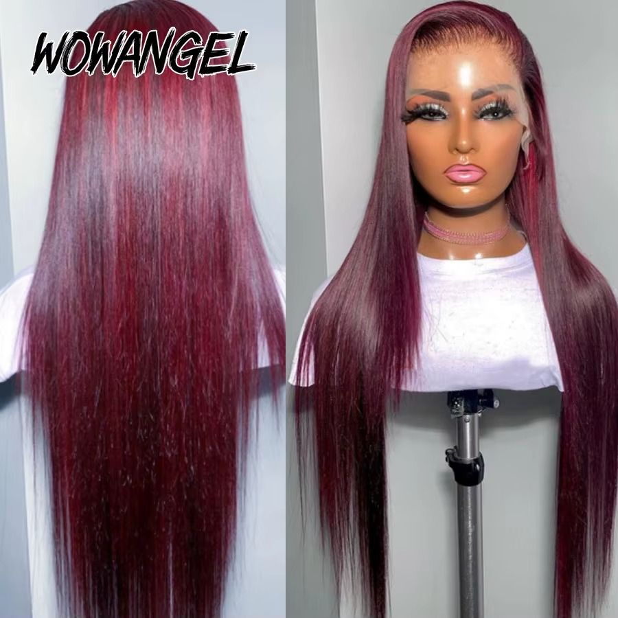 13x6 HD Lace Front Wigs Pre Plucked 250% 99J Silky Straight Burgundy Wigs Invisible HD Lace Front Human Hair Wigs for Women