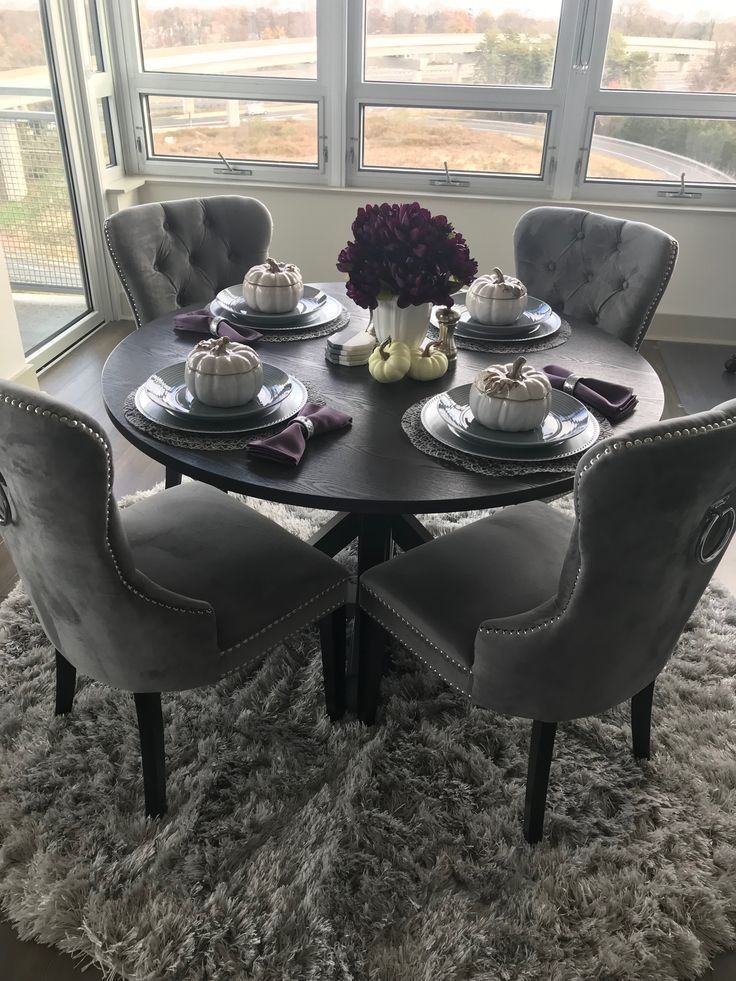 Round Marble Dining Table With 4 Knocker Back Chairs Set - 130cm Heavy