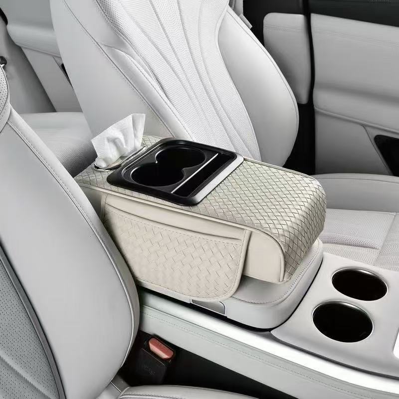 🤪New Design✨️😋**New Design Auto Center Console Armrest Cushion 2 Cups Holder** *3 in 1 multipurpose* 
 *Universal car armrest pad* 
 *Upgraded pad with side storage organizer* 
 *High quality* 
 *Co