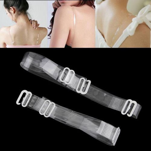 2 Pairs Colorless Bra Strap Extra Strong Clear Bra Straps, Invisible Non-Slip Adjustable Bra Straps, Replacement Bra Shoulder Straps For Strapless Bra
