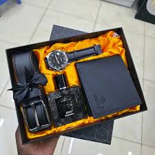 4 in 1 LUXURY Men's Gift Pack: Belt, Wallet, Watch, Perfume